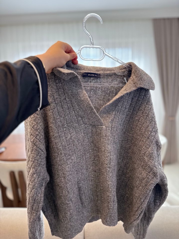 Gri Kadın Boğazlı Örgü Kazak - Görsel 2