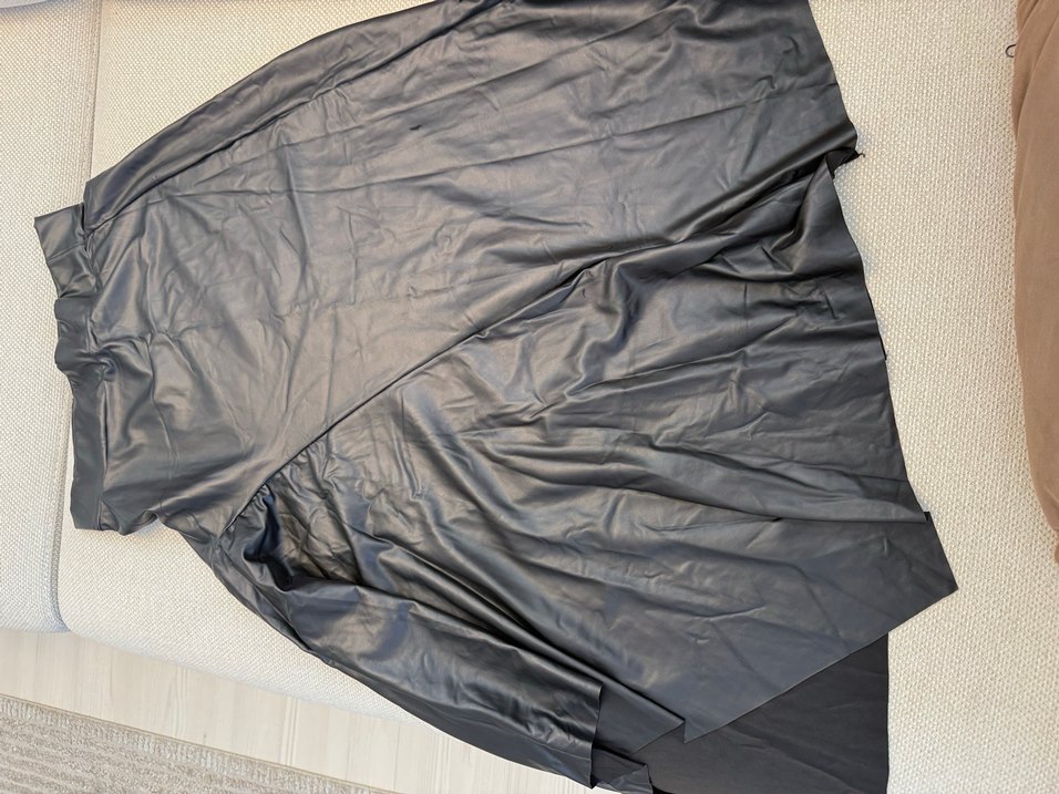 Siyah Drapeli Uzun deri etek - Görsel 2