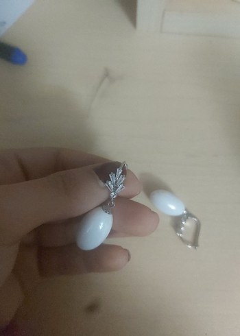 Beyaz Boncuklu Midi Bohem Kadın Küpe - Görsel 2