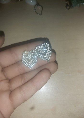 Beyaz Pullu Kalp Küpe - Görsel 2