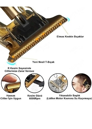 Altın Renkli Full Metal Erkek Tıraş Makinesi - Görsel 3