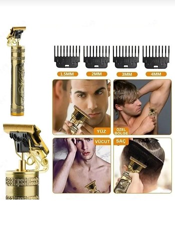 Altın Renkli Full Metal Erkek Tıraş Makinesi - Görsel 2