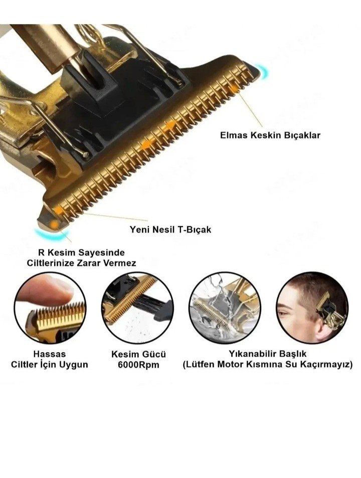 Altın Renkli Full Metal Erkek Tıraş Makinesi - Görsel 3