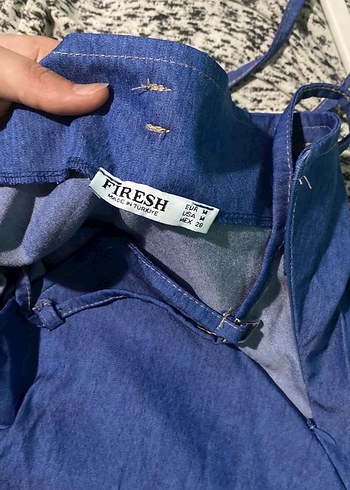 Uzun Mavi Hamile Keten Etek - Görsel 5