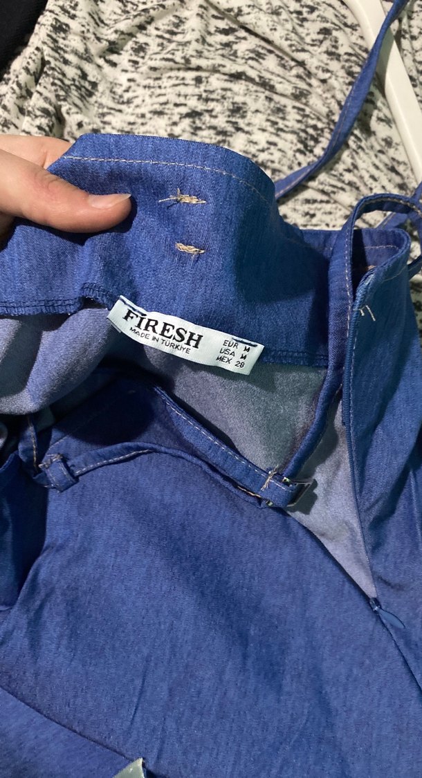 Uzun Mavi Hamile Keten Etek - Görsel 5