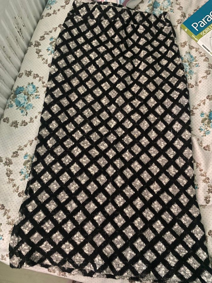 Gri Desenli Pileli Uzun Hamile Eteği - Görsel 2