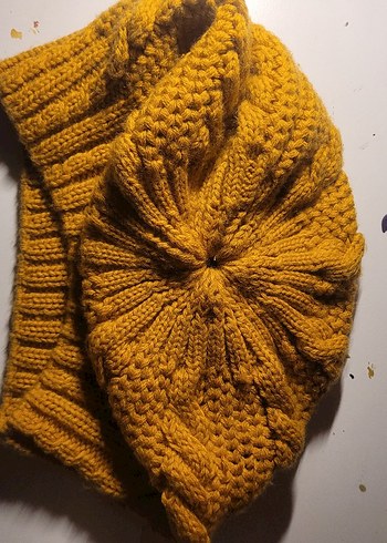 Sarı Örgü Kadın Bere - Görsel 5