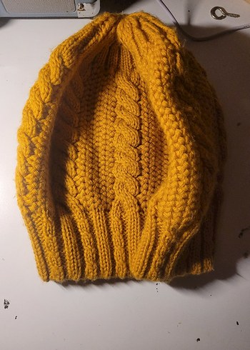 Sarı Örgü Kadın Bere - Görsel 3