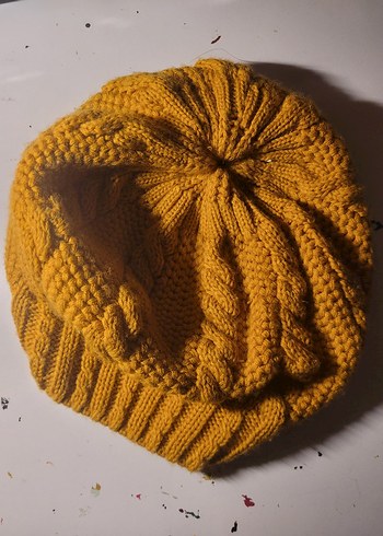 Sarı Örgü Kadın Bere - Görsel 2