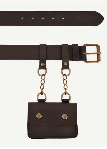 Koyu Turkuaz, Zincirli Çıkarılabilir Cüzdanlı Kemer - Görsel 6