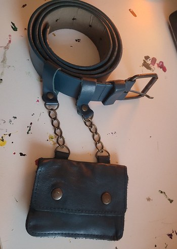 Koyu Turkuaz, Zincirli Çıkarılabilir Cüzdanlı Kemer - Görsel 2