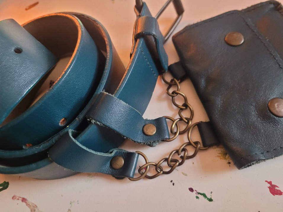 Koyu Turkuaz, Zincirli Çıkarılabilir Cüzdanlı Kemer - Görsel 3