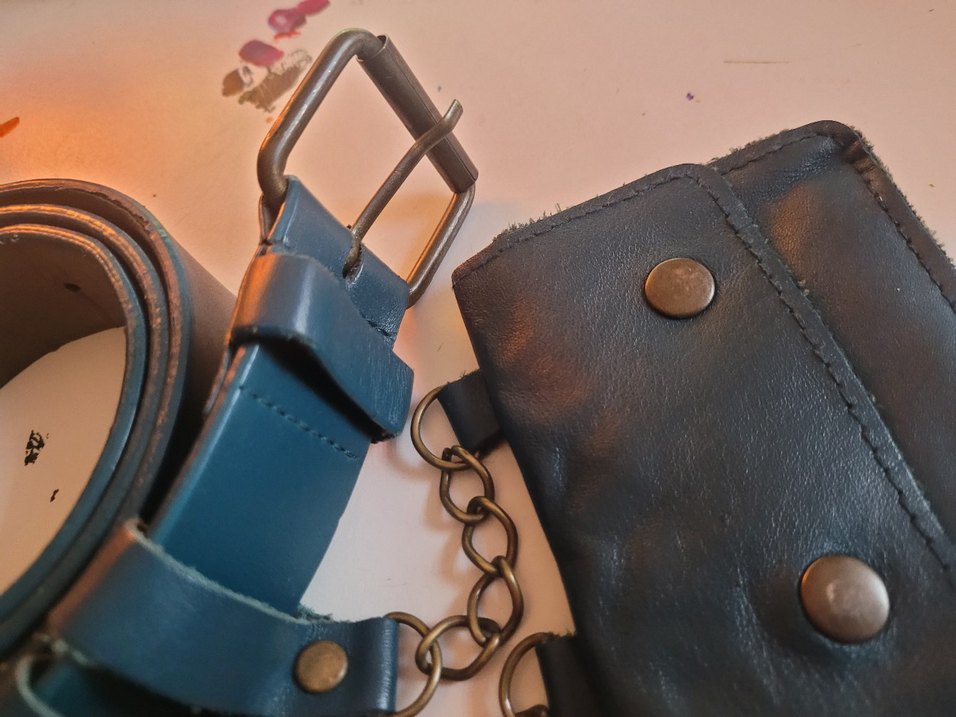 Koyu Turkuaz, Zincirli Çıkarılabilir Cüzdanlı Kemer - Görsel 4