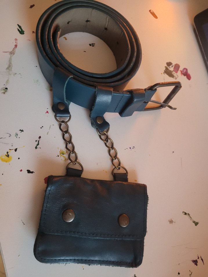 Koyu Turkuaz, Zincirli Çıkarılabilir Cüzdanlı Kemer - Görsel 2