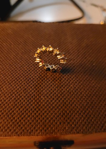 Gümüş Renkli Pembe Pırlantalı Kulak Manşeti - Görsel 2