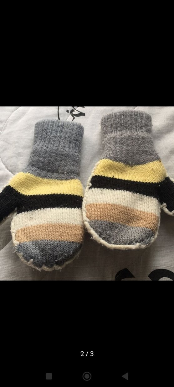 Gri Erkek Çocuk Nakışlı Örgü Eldiven - Görsel 3