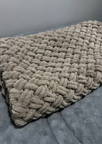 Örgü Desenli Kahve Çocuk Battaniyesi - Görsel 4