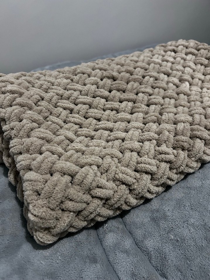 Örgü Desenli Kahve Çocuk Battaniyesi - Görsel 4