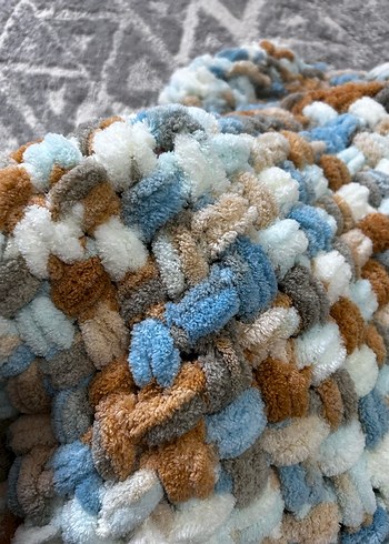  El Yapımı Püfü İp Bebek Battaniyesi  90x90 cm - Görsel 4