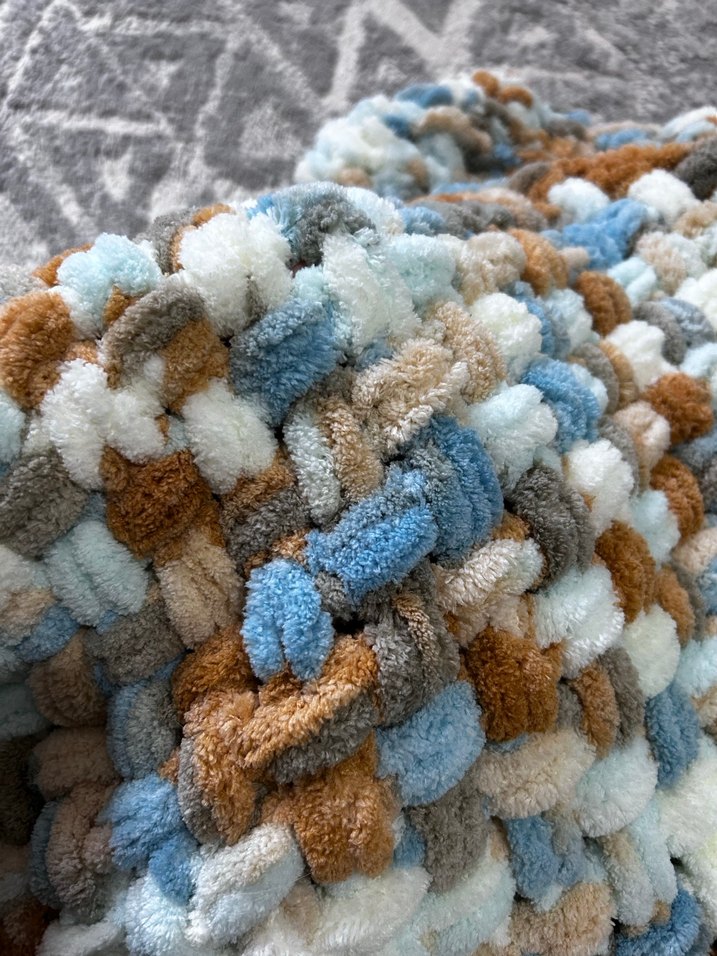  El Yapımı Püfü İp Bebek Battaniyesi  90x90 cm - Görsel 4