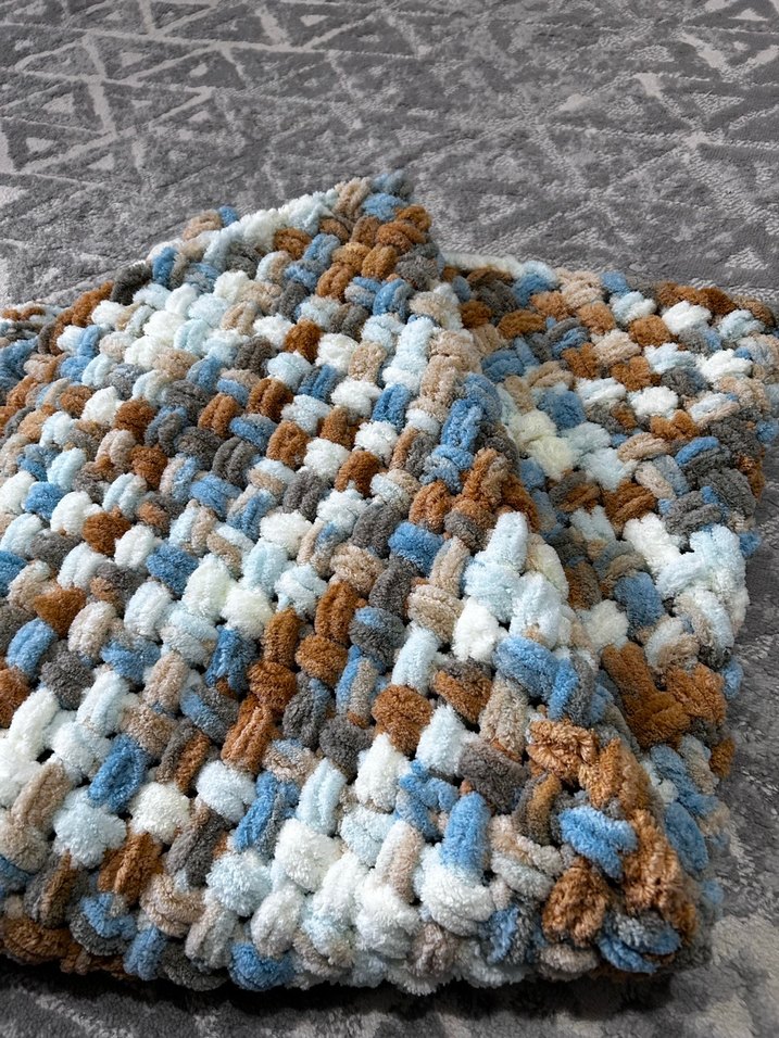  El Yapımı Püfü İp Bebek Battaniyesi  90x90 cm - Görsel 3