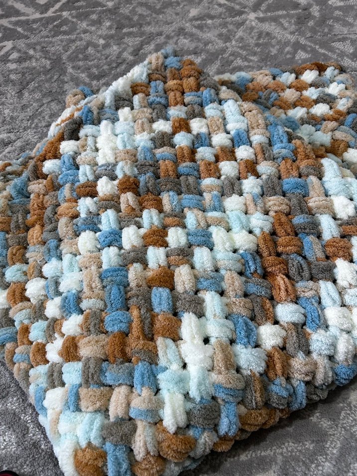  El Yapımı Püfü İp Bebek Battaniyesi  90x90 cm - Görsel 5