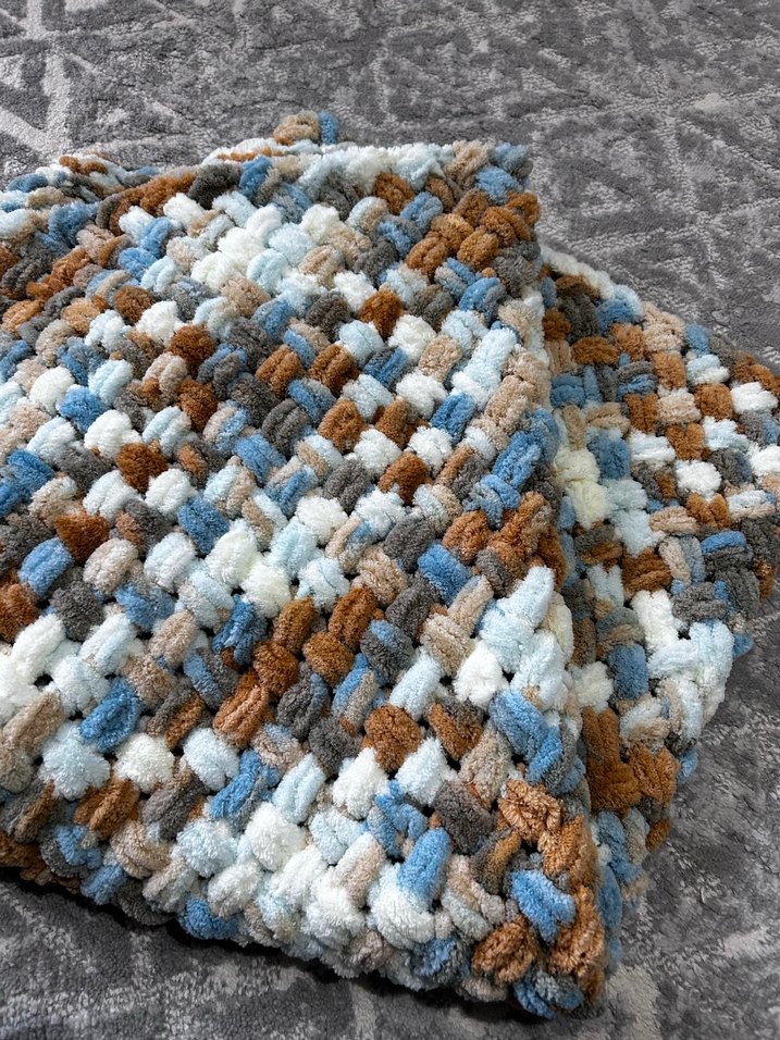  El Yapımı Püfü İp Bebek Battaniyesi  90x90 cm - Görsel 2