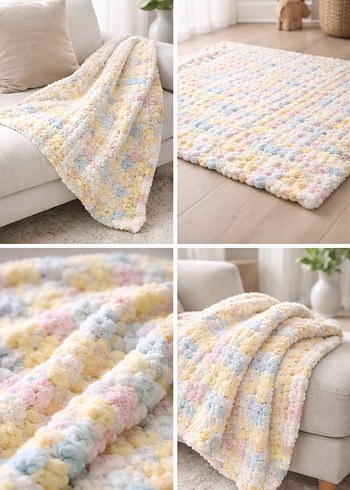  El Örgüsü Bebek Battaniyesi | 90×90 cm - Görsel 2