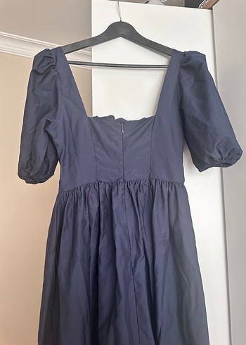 Lacivert Uzun Pamuklu Gotik Elbise - Görsel 4