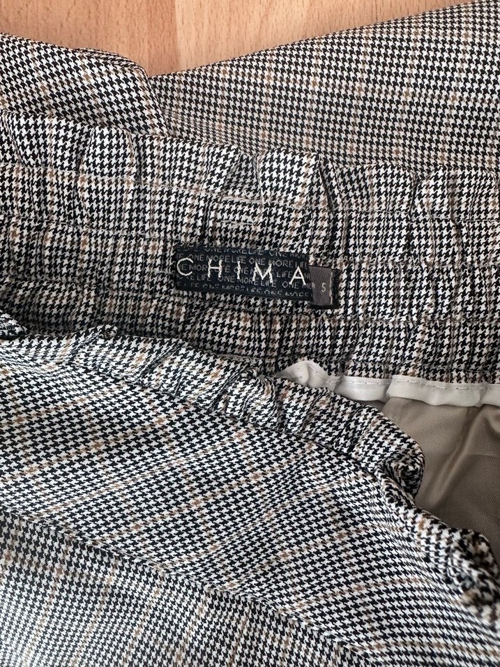 Chıma kumaş pantolon. Kaz ayağı desenli. - Görsel 4