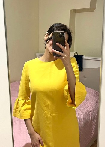 Sarı Midi Kadın Elbise - Görsel 3