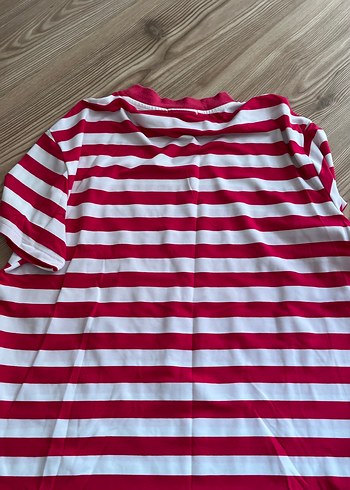 Pembe Beyaz Çizgili  Tişört - Görsel 3