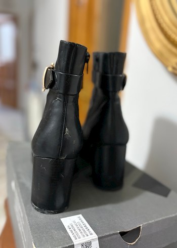 Kare Topuklu Siyah Deri Bot - Görsel 6