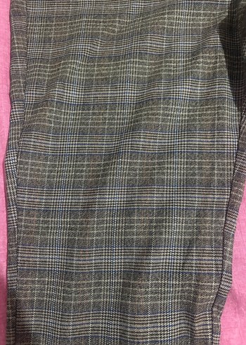 Düğmeli Gri Kadın Kumaş Pantolon - Görsel 3