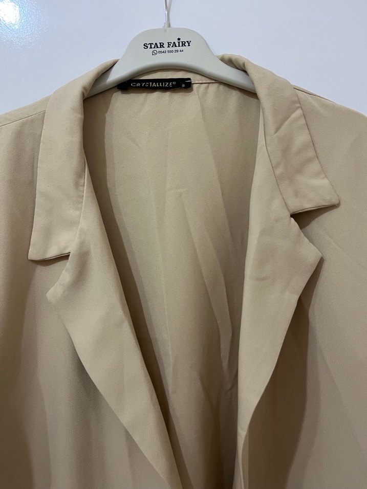 Bej Uzun Kadın Trençkot - Görsel 4