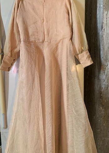 Vintage Bej Uzun Kollu Kadın Elbise - Görsel 6