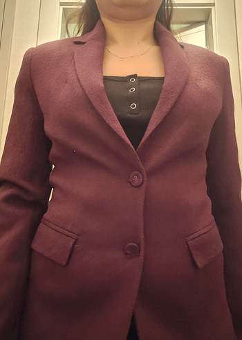 Bordo Kadın Fabrika Ofis Blazeri - Görsel 6