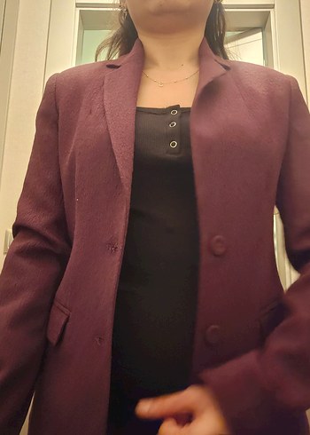 Bordo Kadın Fabrika Ofis Blazeri - Görsel 7