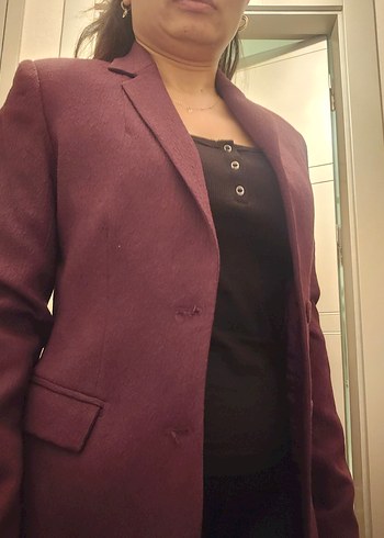 Bordo Kadın Fabrika Ofis Blazeri - Görsel 9