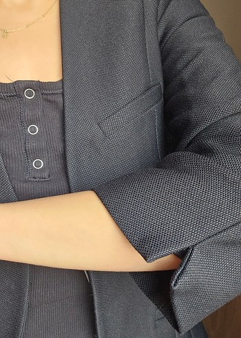 siyah ADL marka kalın Kadın Blazer - Görsel 2