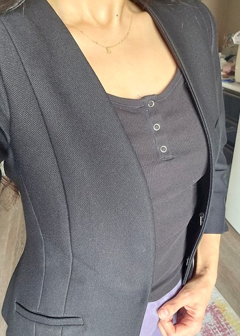 siyah ADL marka kalın Kadın Blazer - Görsel 3