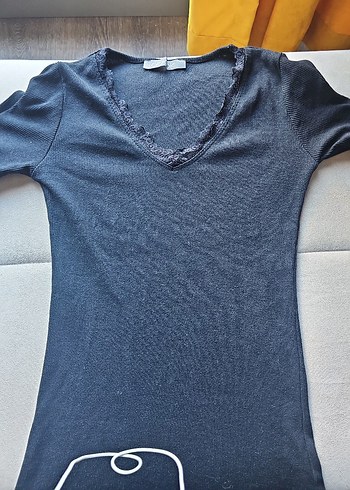 V Yaka siyah ince Triko - Görsel 3