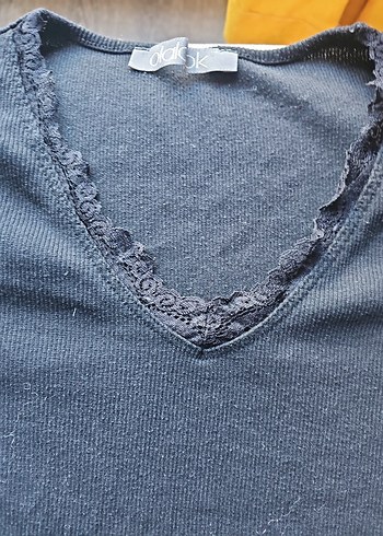 V Yaka siyah ince Triko - Görsel 2