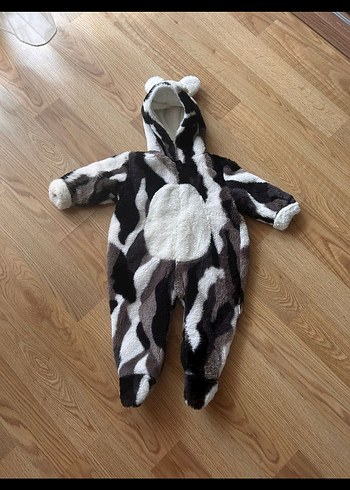 Kürk Detaylı Zebra Desenli Bebek Tulumu - Görsel 2