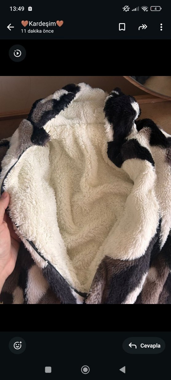 Kürk Detaylı Zebra Desenli Bebek Tulumu - Görsel 3