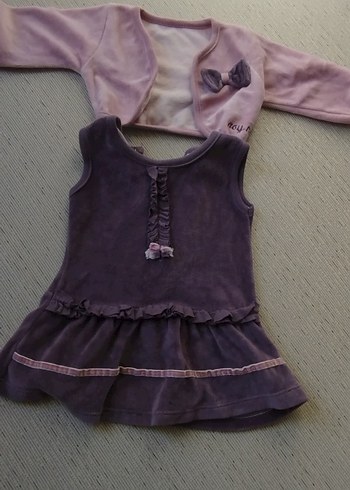 Mor Kız Çocuk Uzun Kollu Elbise ve Hırka - Görsel 2