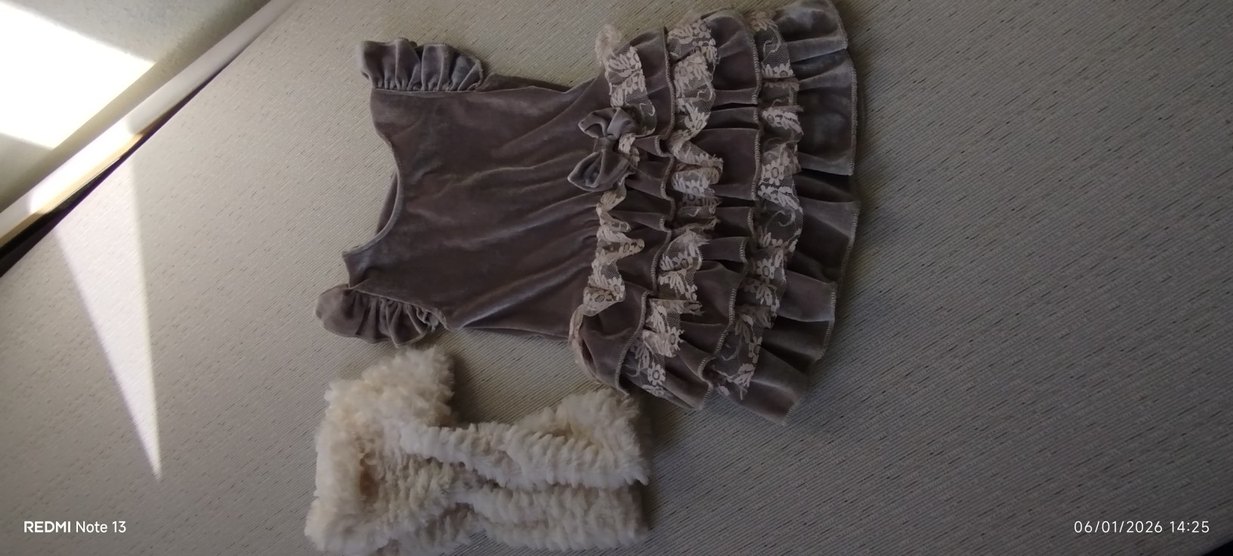 Kız Çocuk Kahverengi Straplez Fırfırlı Elbise - Görsel 3