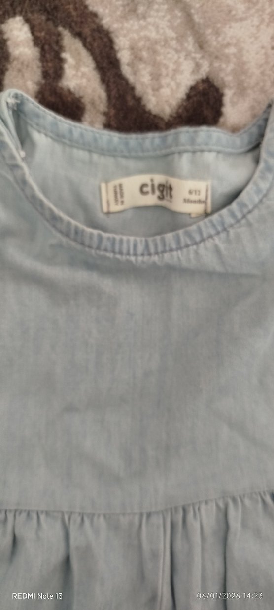 açık kot rengi Düğmeli kot tulum - Görsel 2