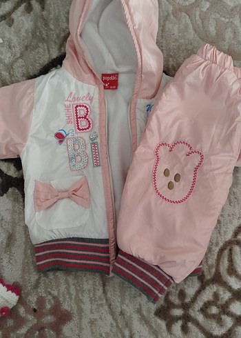 Pembe Nakışlı Bebek Kız Takımı - Görsel 2