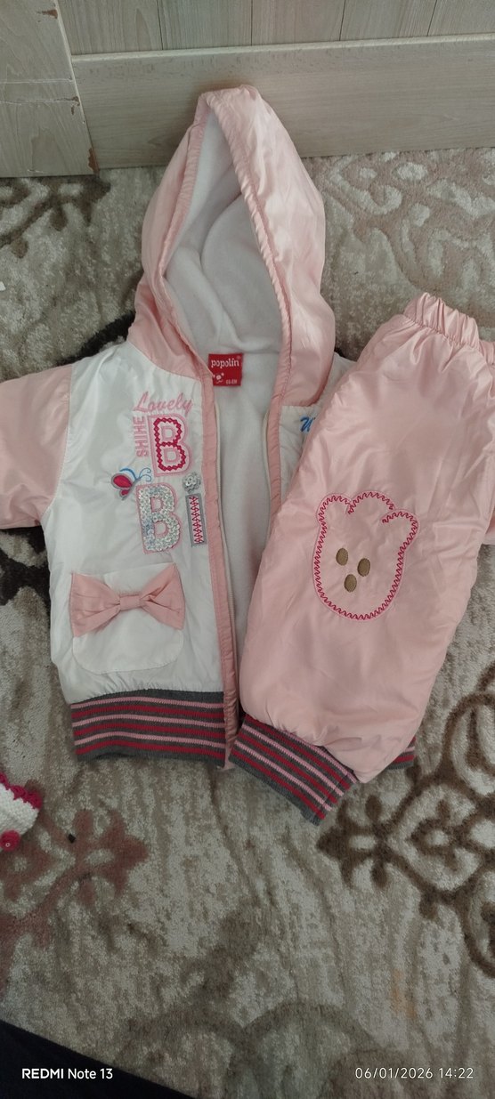 Pembe Nakışlı Bebek Kız Takımı - Görsel 2